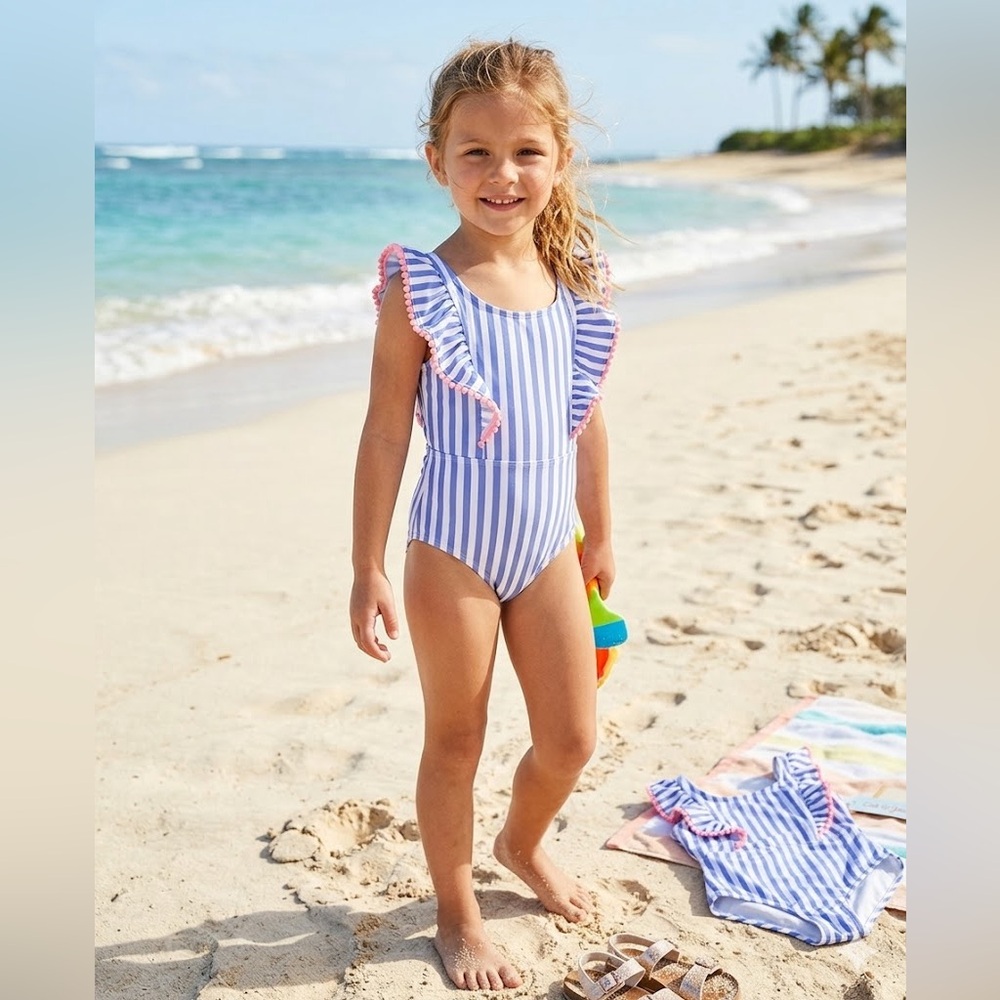 Cat & Jack Blue and White Striped Kids Swimsuit